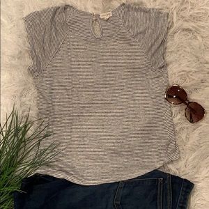 EUC Maison Jules Striped Sheer Linen Tee (L)